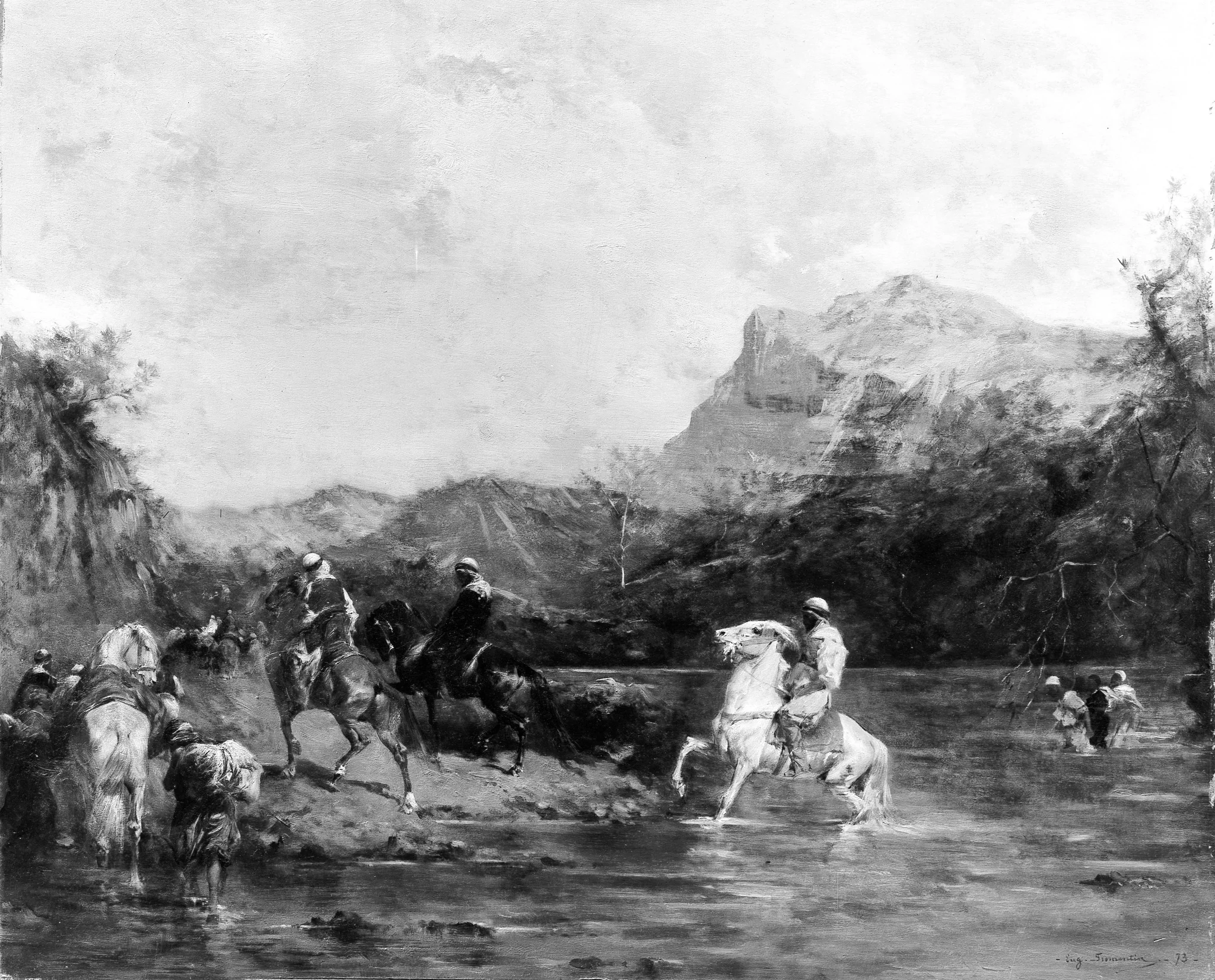 Arabs Crossing a Ford, detail