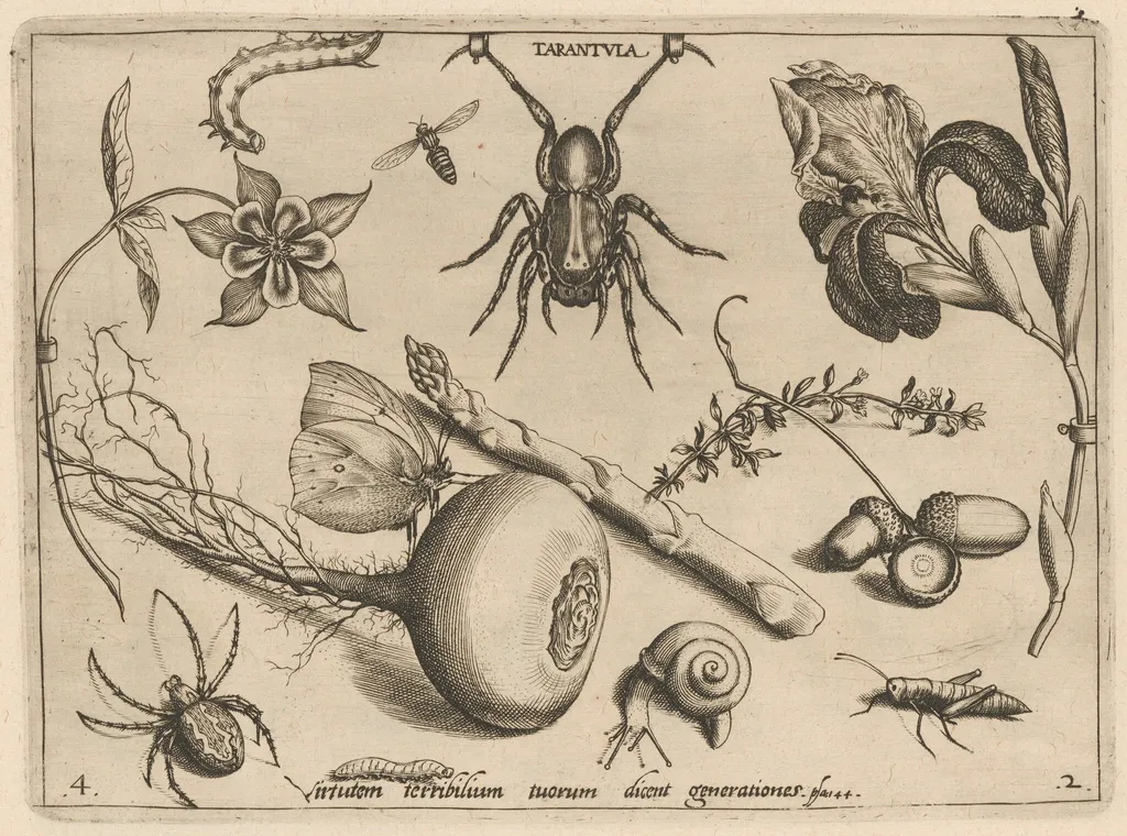 Archetypa studiaque patris Georgii Hoefnagelii [Part 2, Plate 4], by Jacob Hoefnagel, ink, 1592
