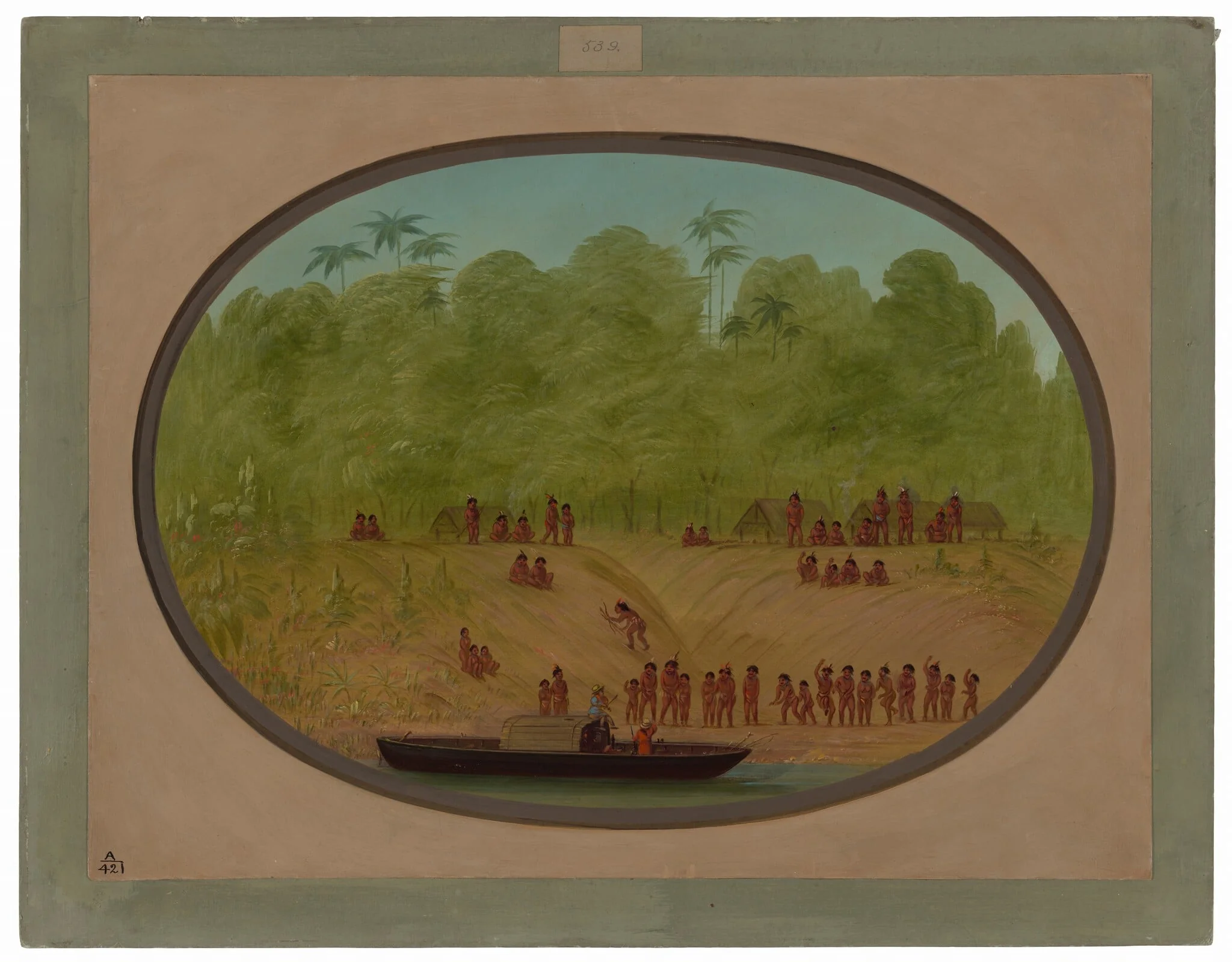 An Omagua Village - Boat Sketch, detail