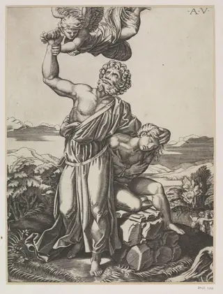 The Sacrifice of Abraham, by Agostino dei Musi, 1500
