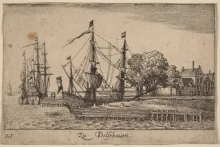 Delfshaven, by Wenceslaus Hollar, ink, 1635