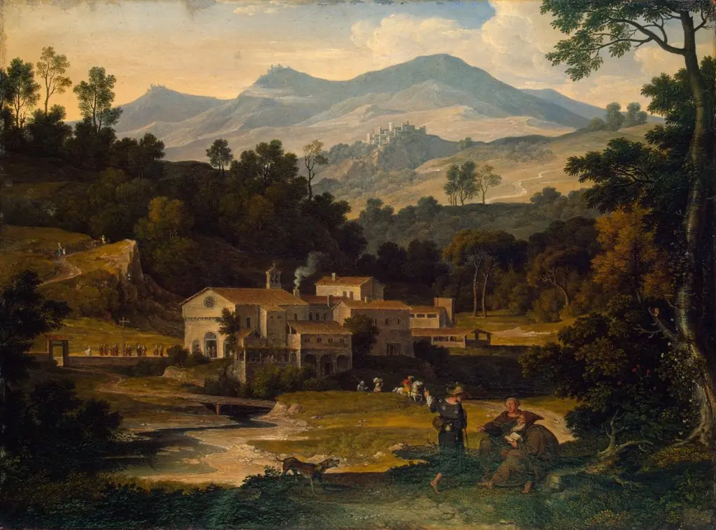 Monastery of San Francesco di Civitella in the Sabine Mountains, by Joseph Anton Koch, oil, 1812