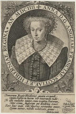 Anne of England, by Crispijn van de Passe I, ink, 1604