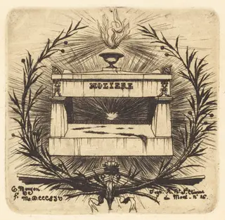 Le tombeau de Molière, au Père-Lachaise, Paris (Moliere's Tomb, in Père-Lachaise Cemetary, Paris), by Charles Meryon, ink, 1854