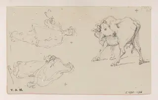 Two figure studies, and a calf, by George Chinnery, 19