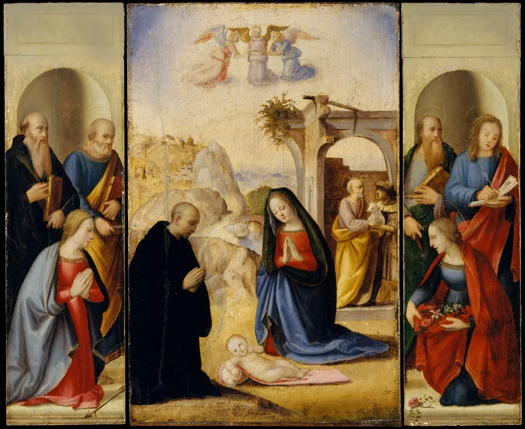 The Nativity with Saints, by Ridolfo del Ghirlandaio, oil, 1532