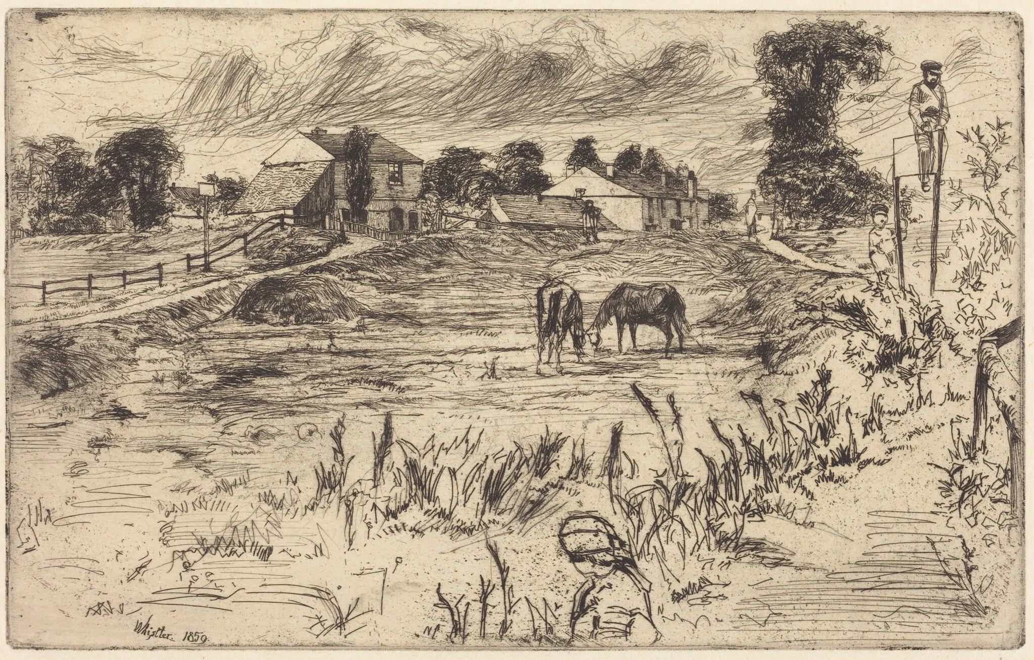 Landscape with Horses, detail