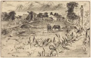 Landscape with Horses, by James McNeill Whistler, ink, 1859