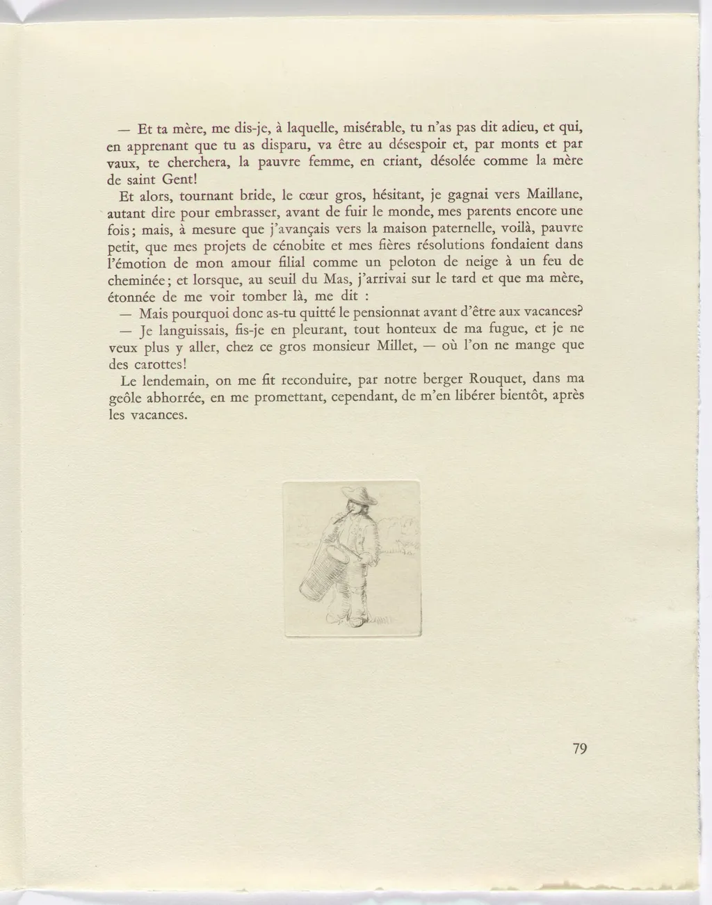 Frédéric Mistral: Mémoires et Recits by Frédéric Mistral: boy playing drum (page 79), by Auguste Brouet, 1937