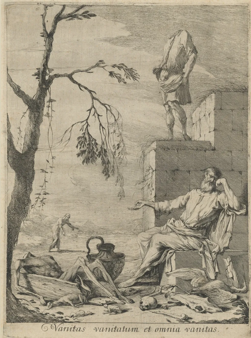Democritus in Meditation, by Gabriel Ehinger, ink, 1670