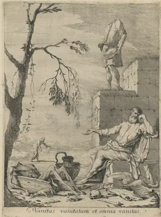 Democritus in Meditation, by Gabriel Ehinger, ink, 1670