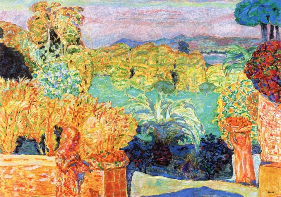 Paysage du Midi et deux enfants, detail