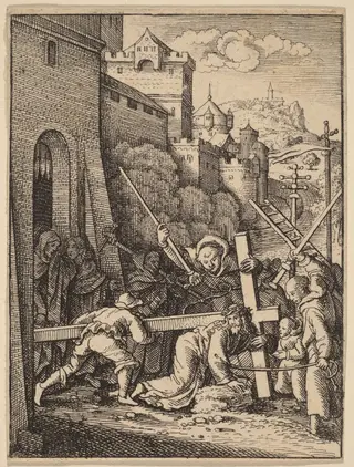 Carrying the Cross, by Wenceslaus Hollar, ink, 1642