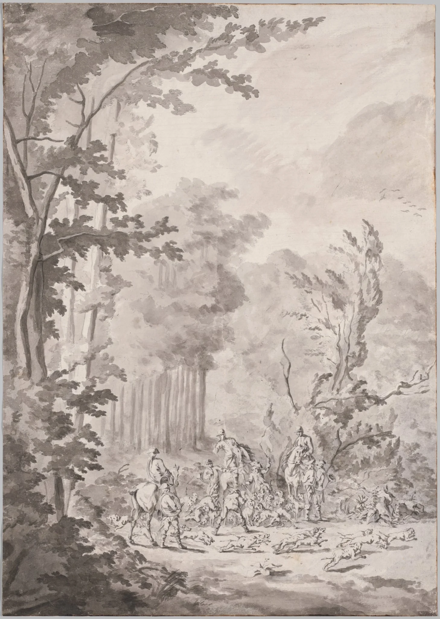 A Hunting Party at Marly, detail
