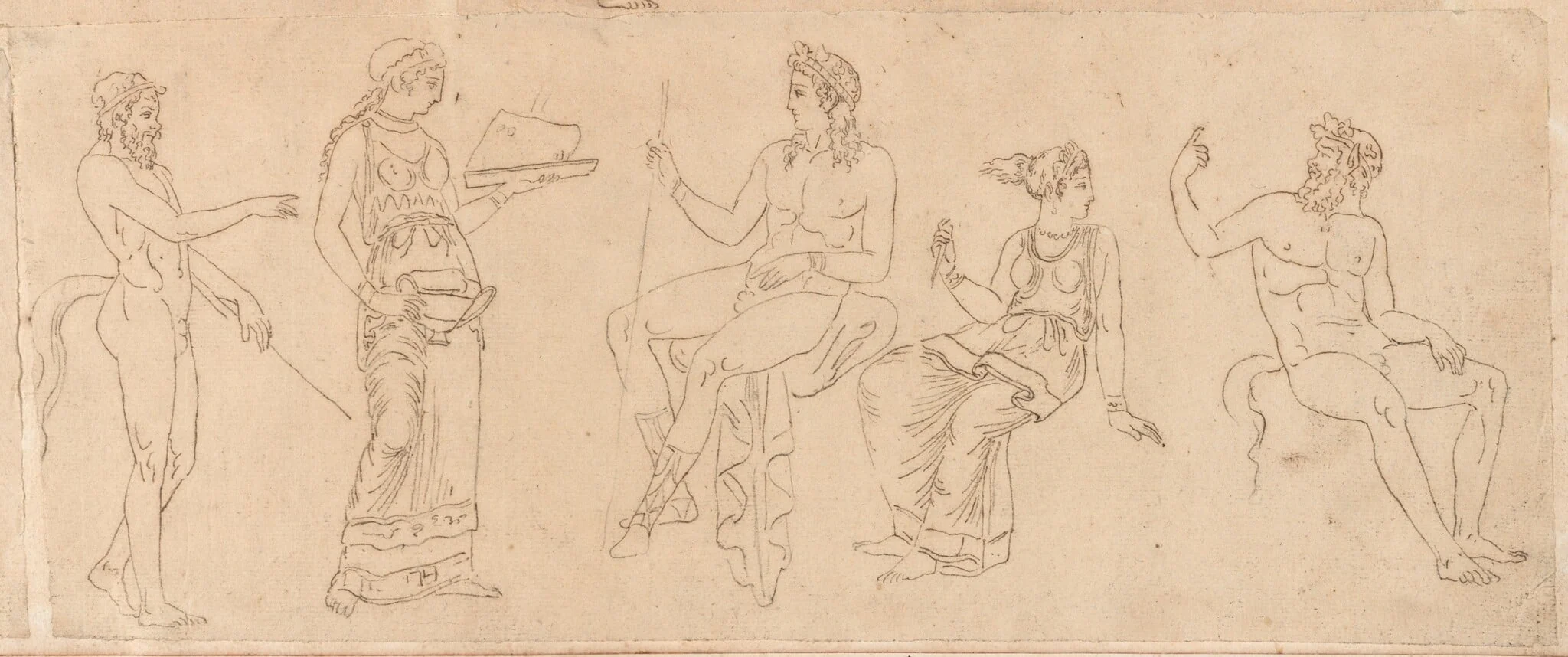 Woman with a Dish and Various Classical Figures, detail