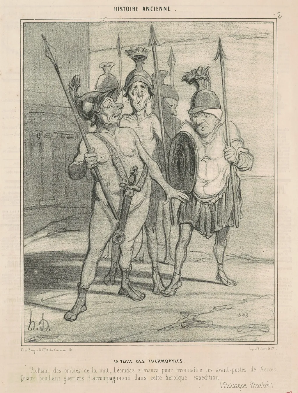 La veille des Thermopyles, by Honoré Daumier, ink, 1842