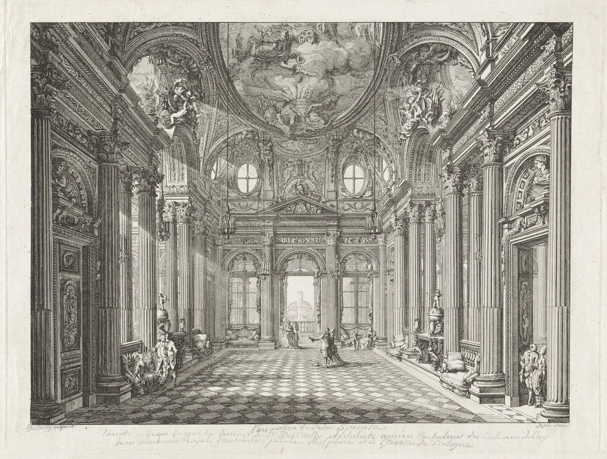 Perspectival View of the Salon of the Palazzo Spinola, Genoa, detail