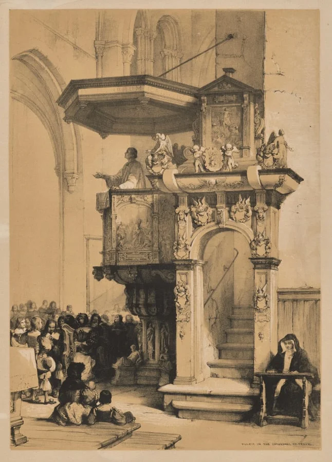 Sketches in Belgium and Germany, First Series, Pulpit in the Cathedral of Treves, detail