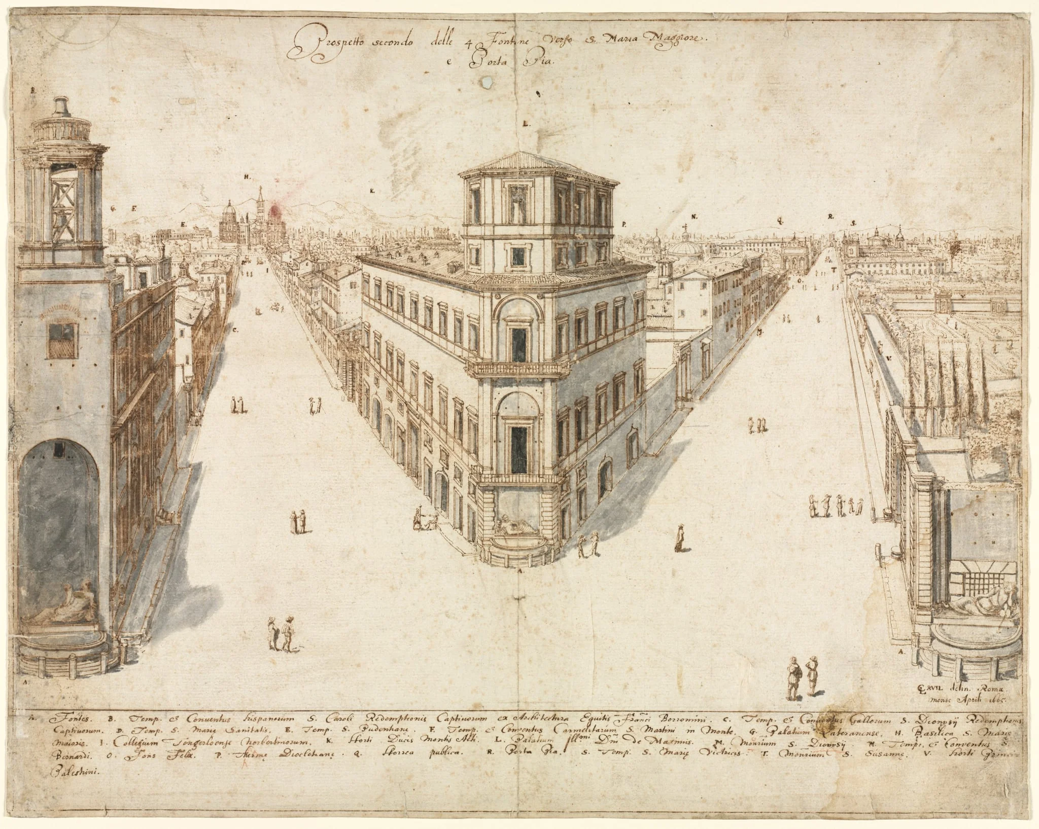 Eighteen Views of Rome: The Quattro Fontane Looking Toward Santa Maria Maggiore, detail