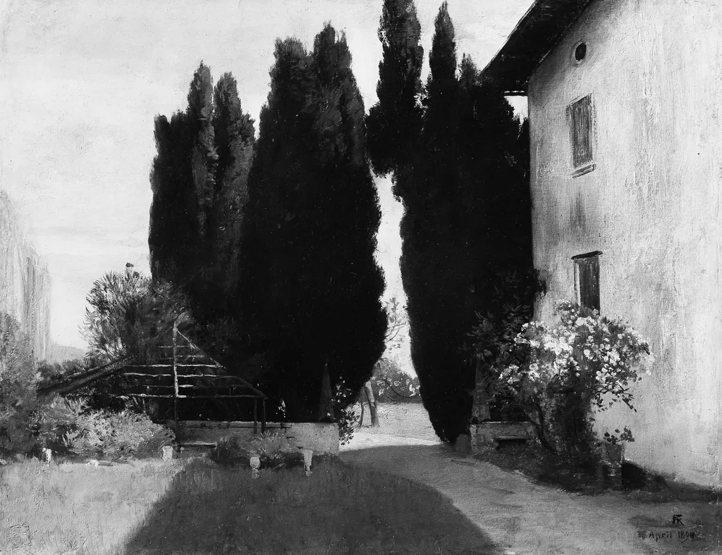 Italian Garden, by Friedrich August von Kaulbach, oil, 1898