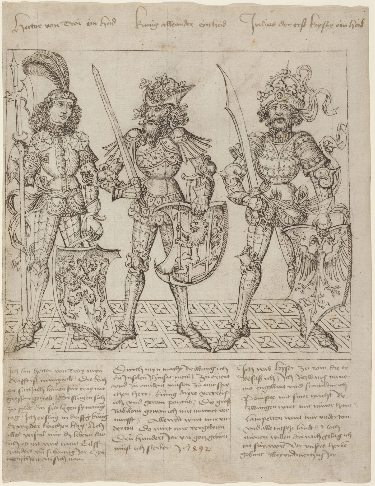 Hector of Troy, Alexander the Great and Julius Caesar, detail