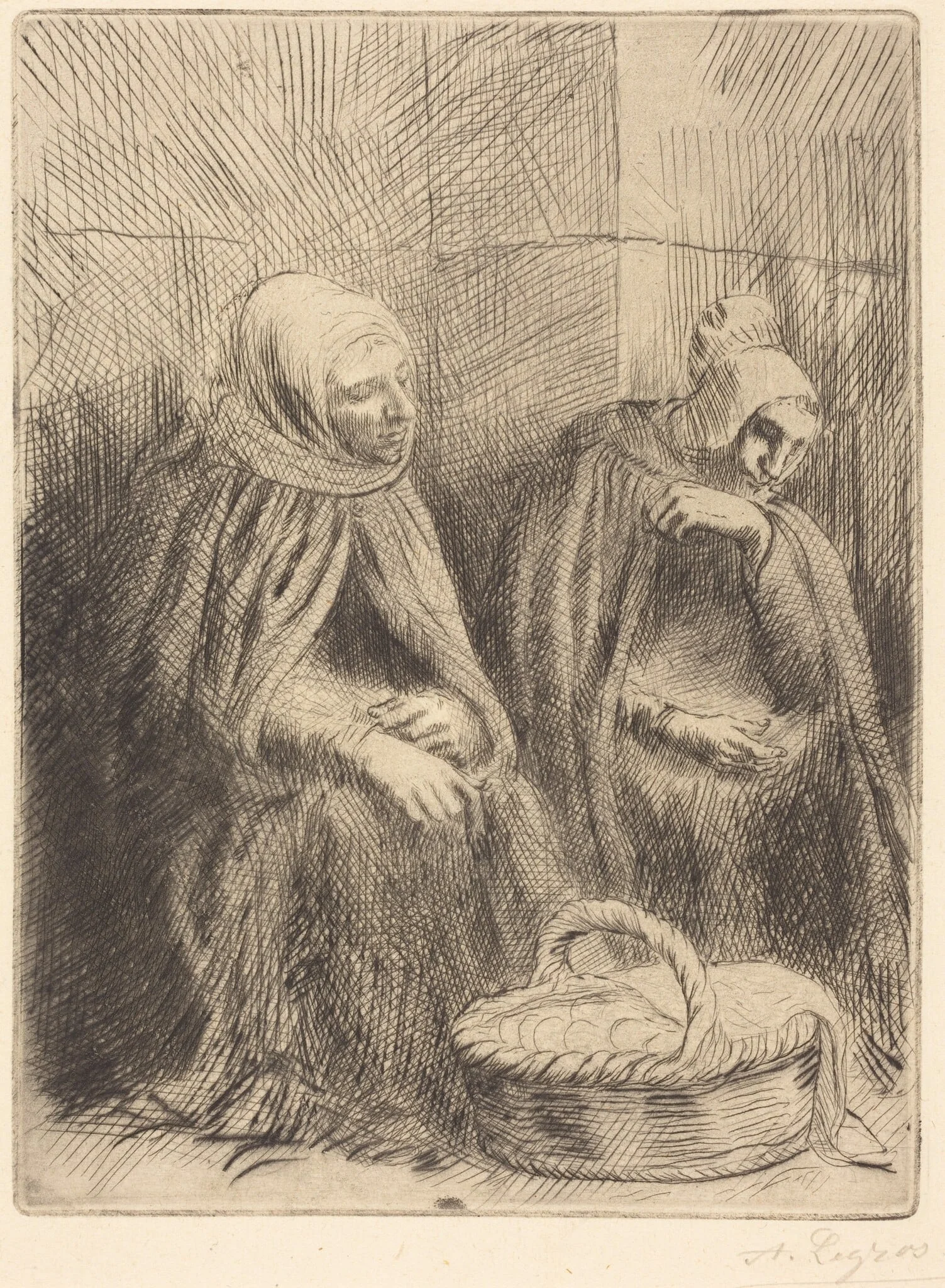Egg-sellers, 1st plate (Les marchandes d'oeufs), detail