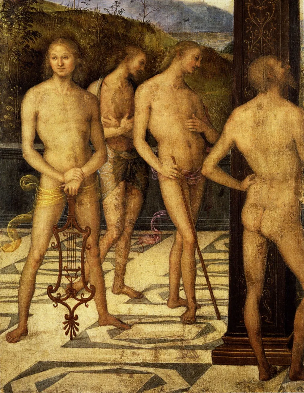 Four Male Figures, by Pietro Perugino, oil, 1505