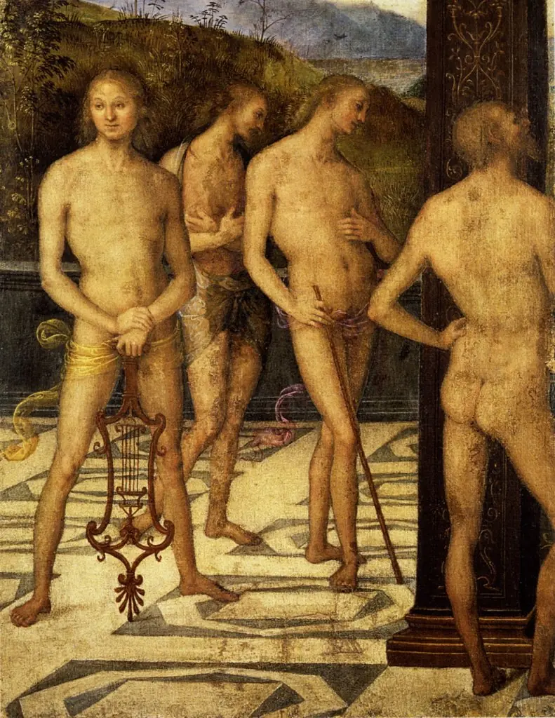 Four Male Figures, by Pietro Perugino, oil, 1505