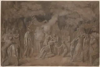 Death of Iphigenia (?), by Benjamin West, ink, 1758