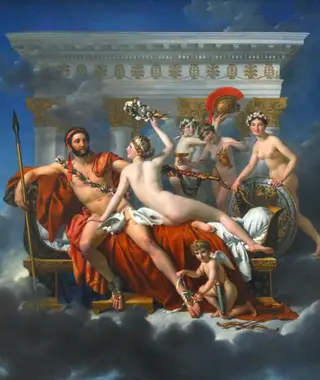 Mars Being Disarmed by Venus, by Jacques-Louis David, oil, 1824