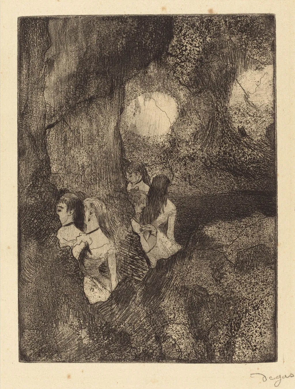 Dancers in the Wings, by Edgar Degas, ink, 1880
