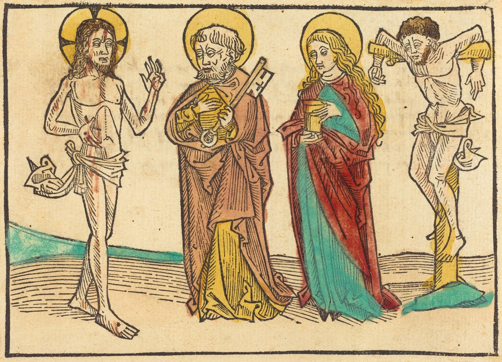 Christ Showing His Wounds to Peter, the Magdalene and the Good Thief, detail
