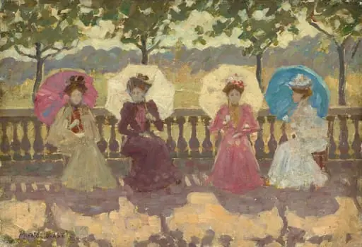 In the Park, Paris, by Maurice Prendergast, oil, 1891