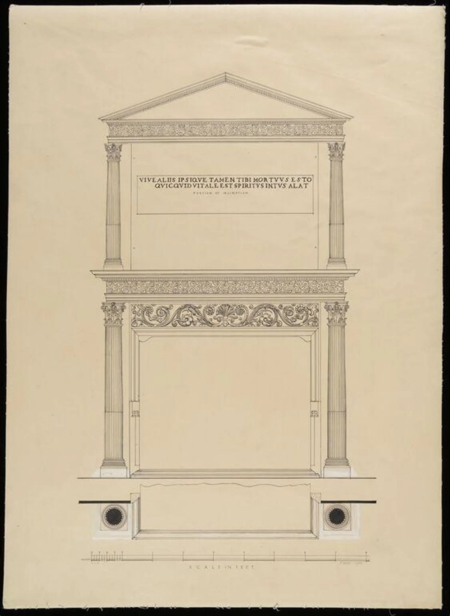 Elevation of mantelpiece., detail