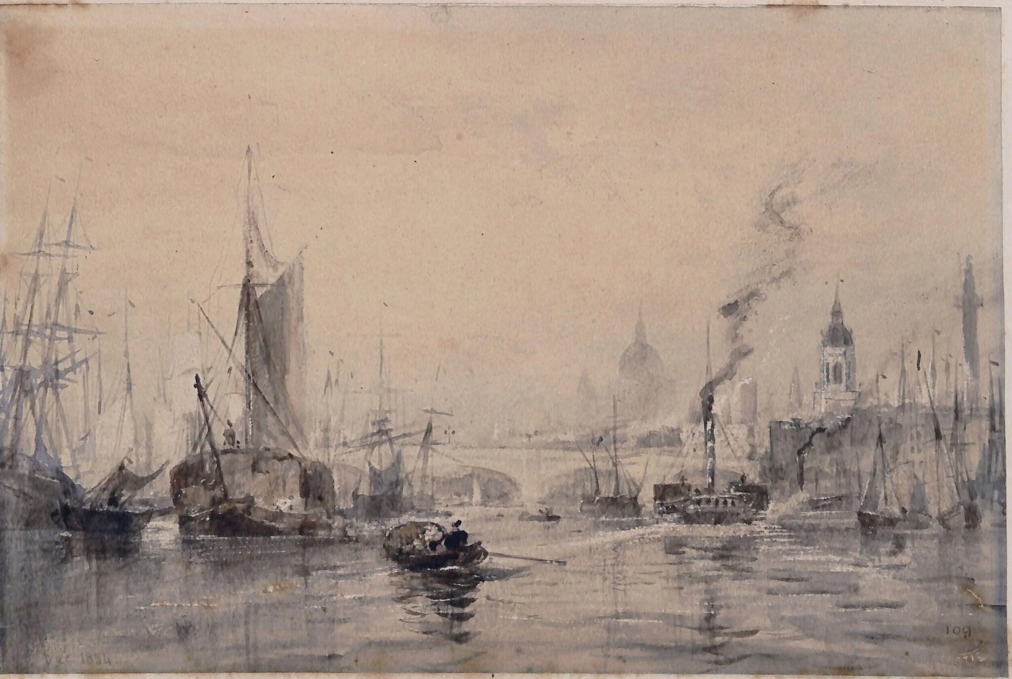 London Bridge with Boats, detail