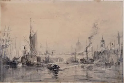 London Bridge with Boats, by Edward William Cooke, 1850