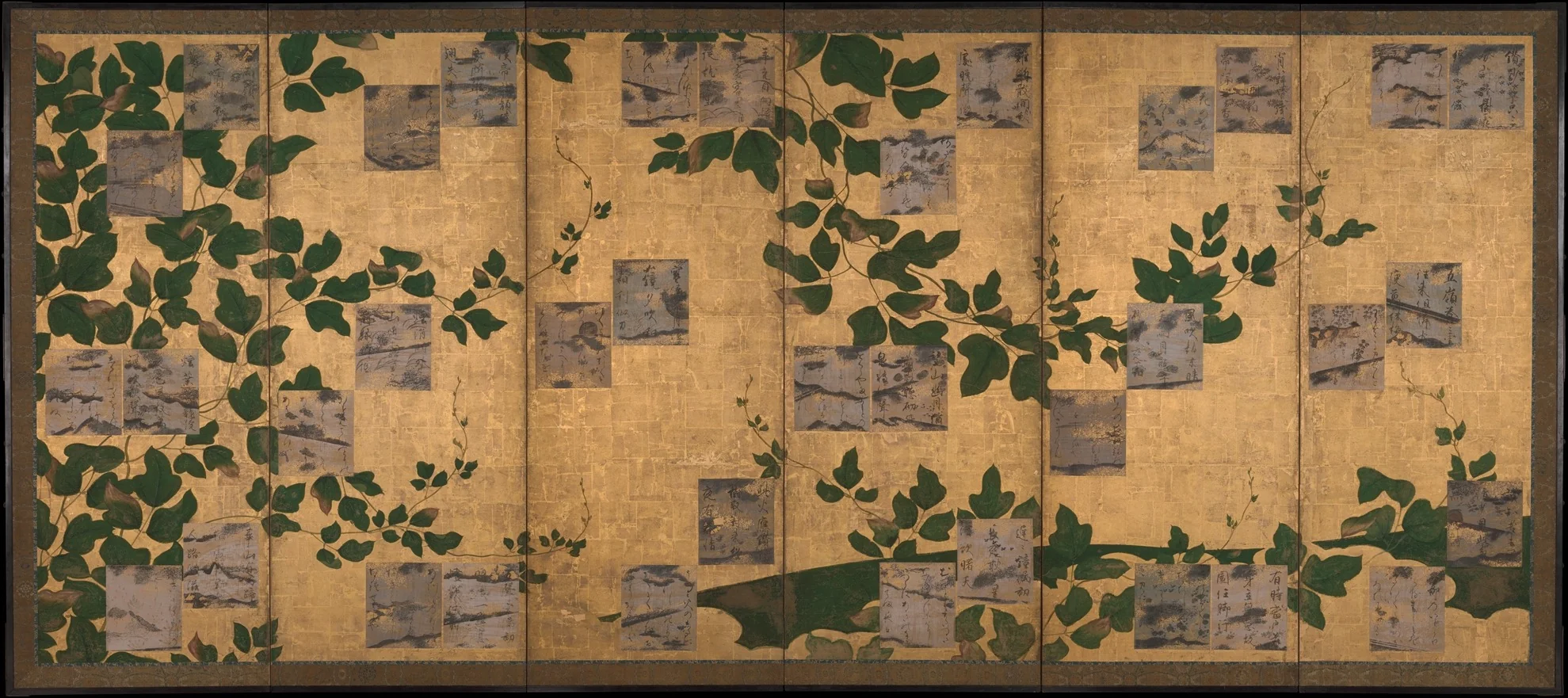 Anthology of Japanese and Chinese Poems (Wakan rōeishū) with Underpainting of Arrowroot Vines, detail