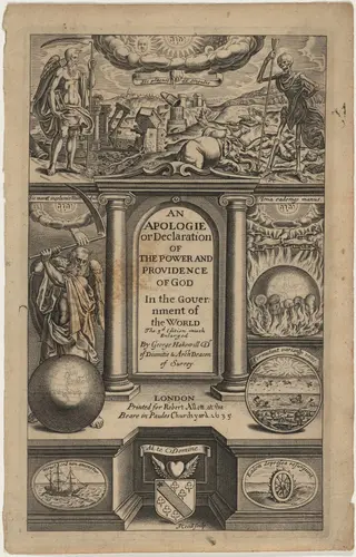 Title Page to An Apologie, or Declaration of the Power and Providence of God, by Thomas Cecil, ink, 1621