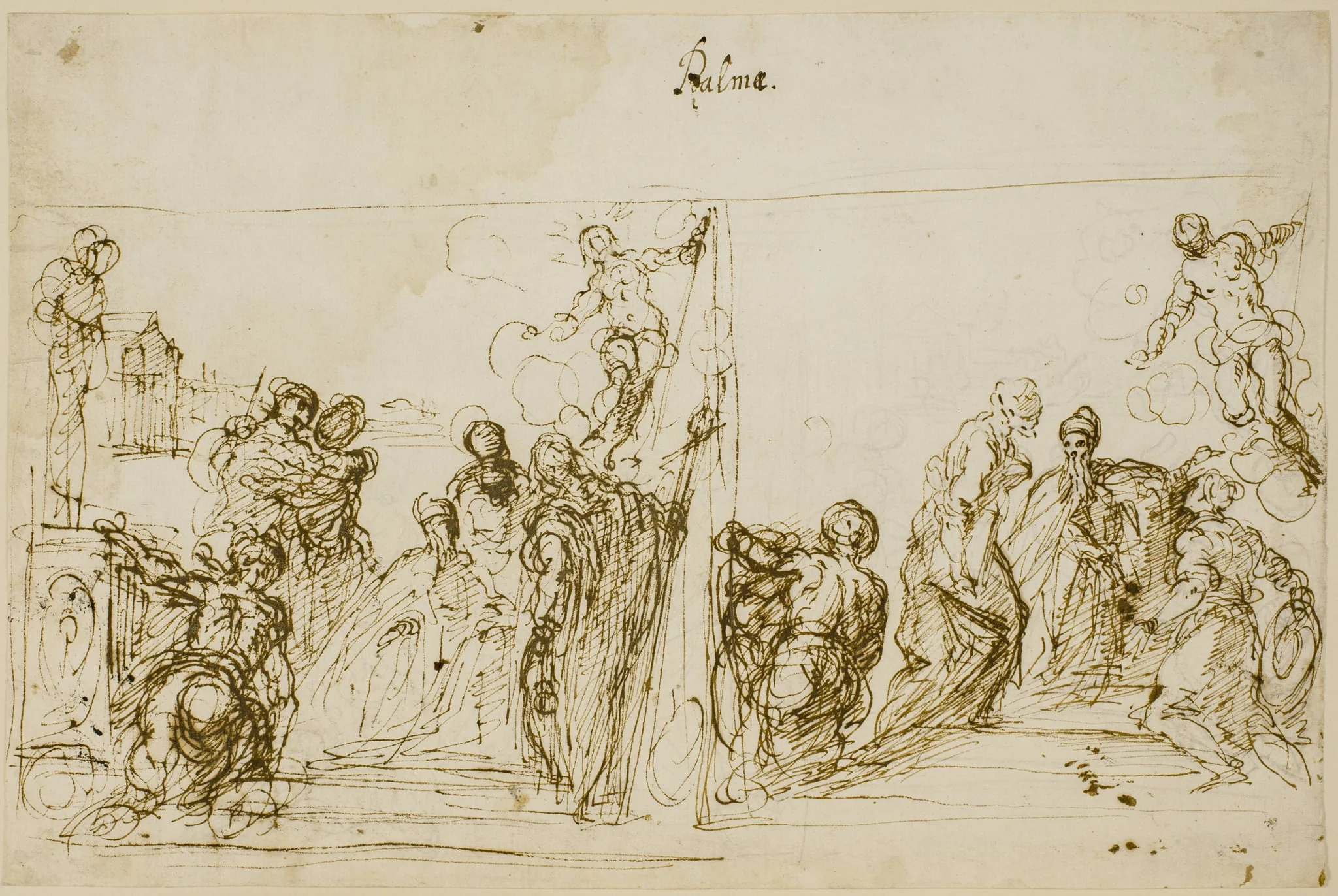 Two composition sketches for the votive painting of Doge Pasquale Cicogna, Sala del Pregadi, Palazzo Ducale, Venice, detail