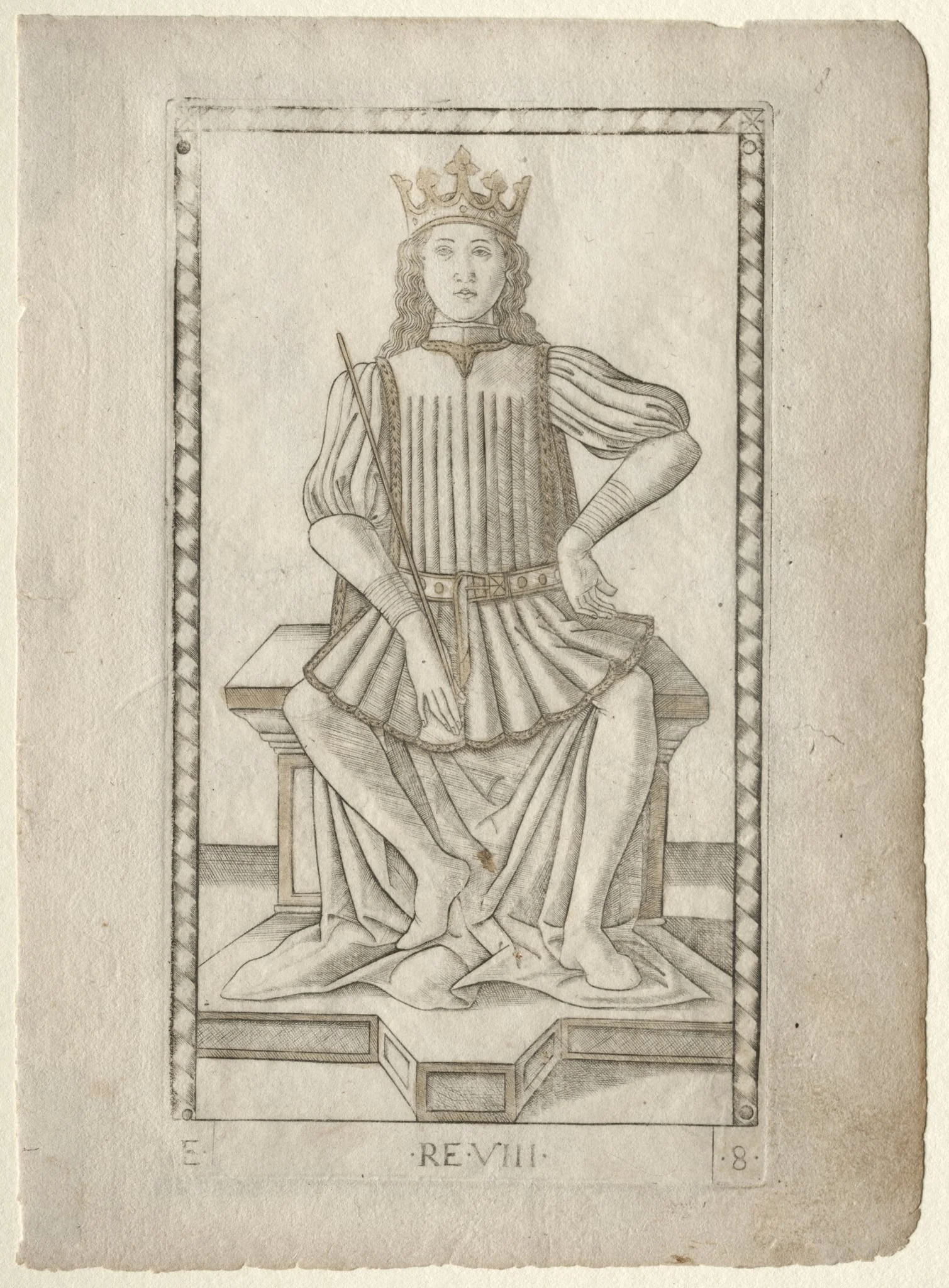 The King (from the Tarocchi, series E: Conditions of Man, #8), detail