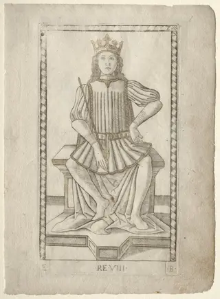 The King (from the Tarocchi, series E: Conditions of Man, #8), by Master of the E-Series Tarocchi, 1467