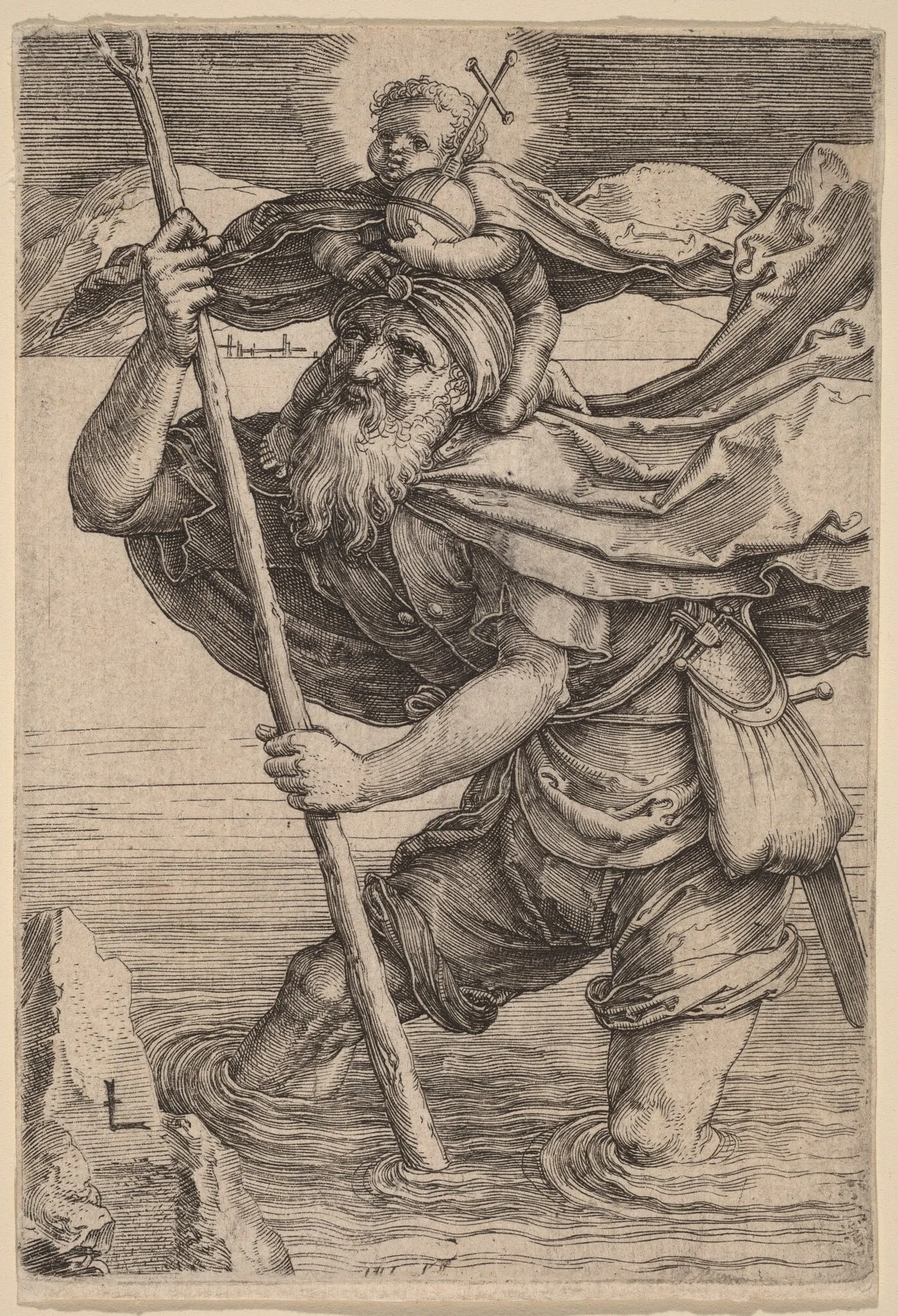Saint Christopher Carrying the Infant Christ, detail
