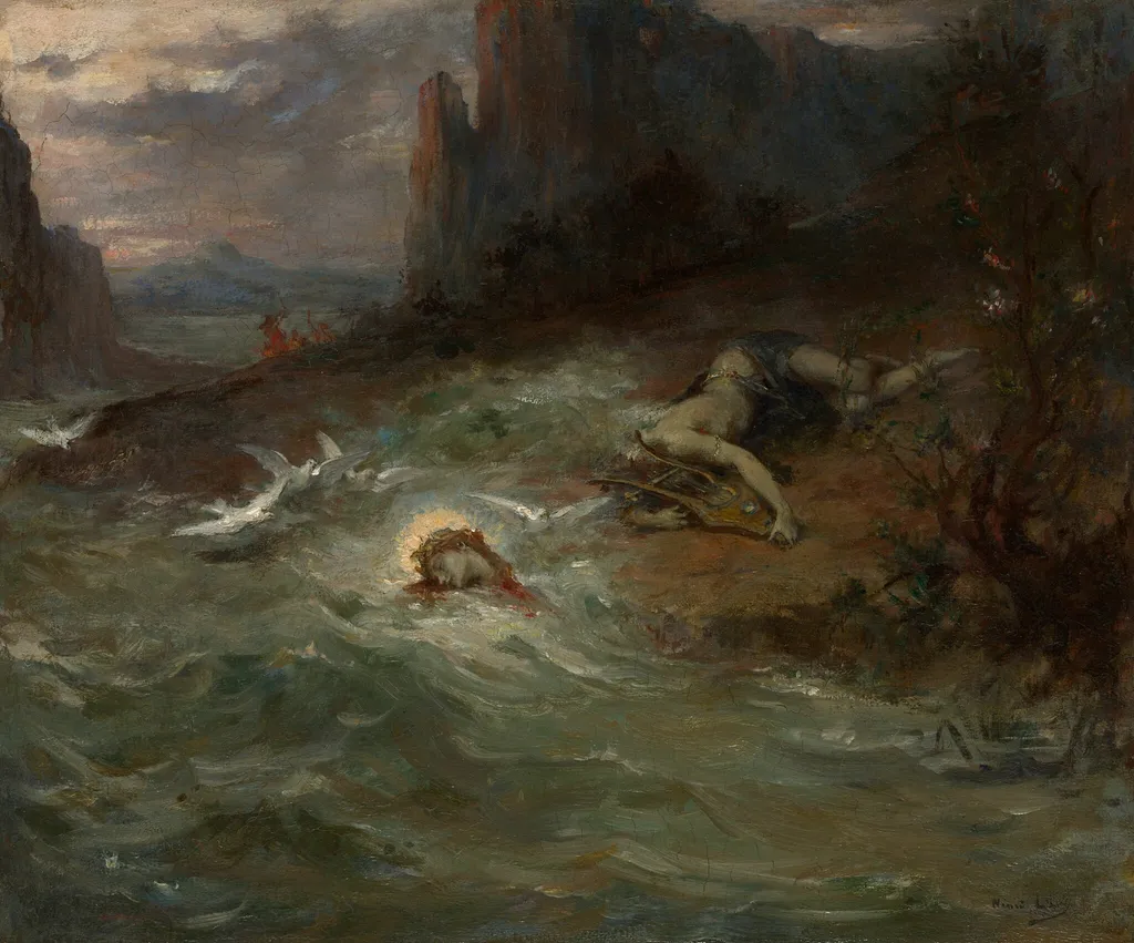 The Death of Orpheus, by Henri Leopold Levy, oil, 1870
