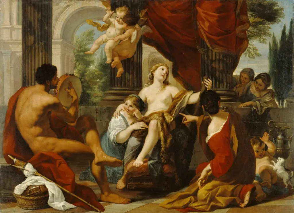 Hercules and Omphale, by Luigi Garzi, oil, 1705
