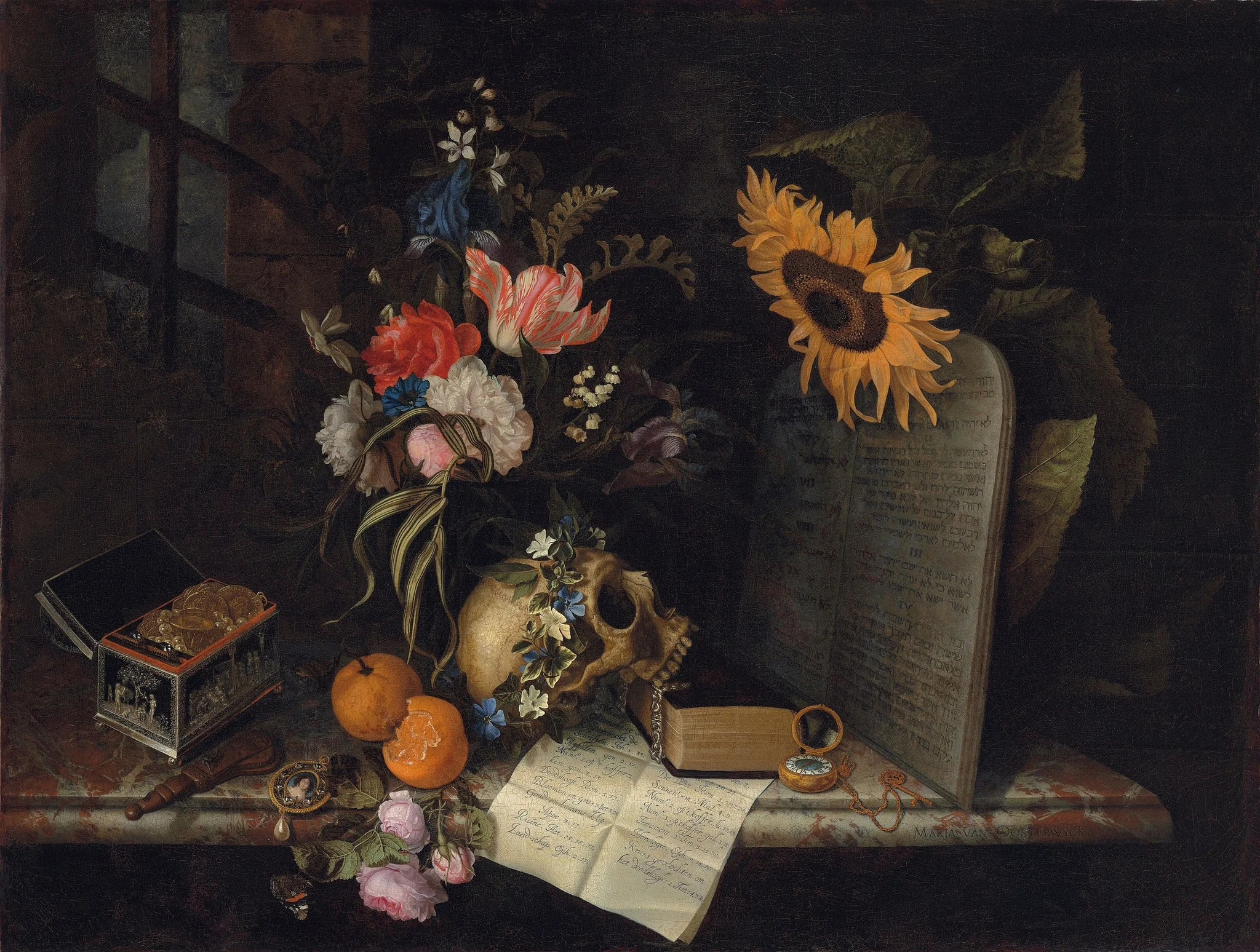 Vanitas Still Life with a Sunflower, detail