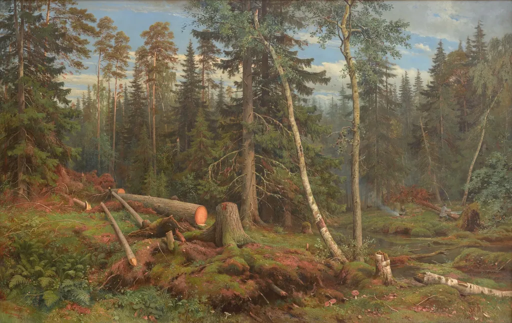 Lumbering, by Ivan Shishkin, oil, 1867