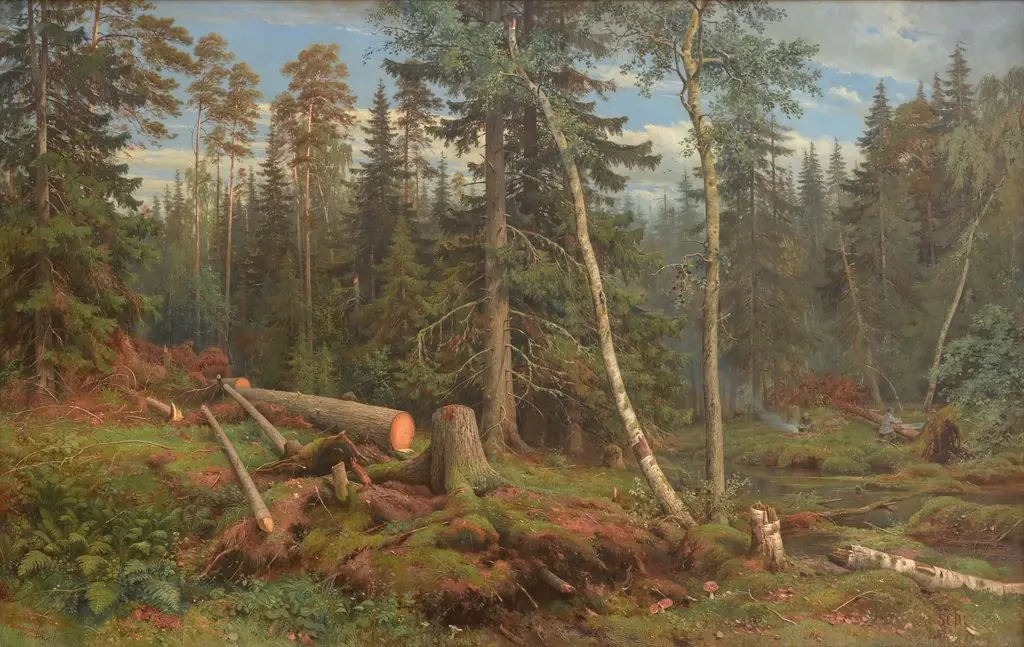 Lumbering, by Ivan Shishkin, oil, 1867