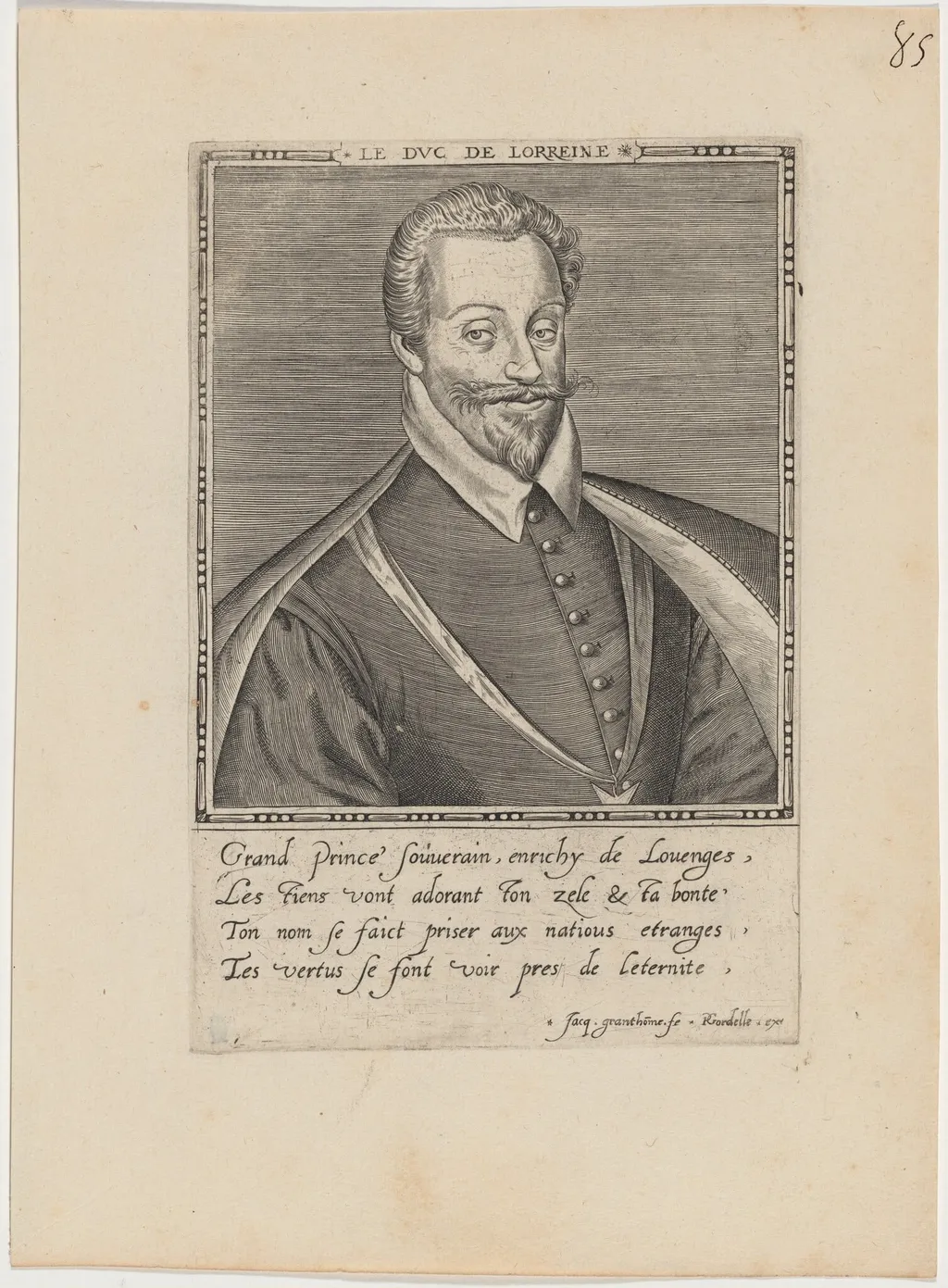 Charles, Duc de Lorraine, by Jacques Granthomme, ink, 1590