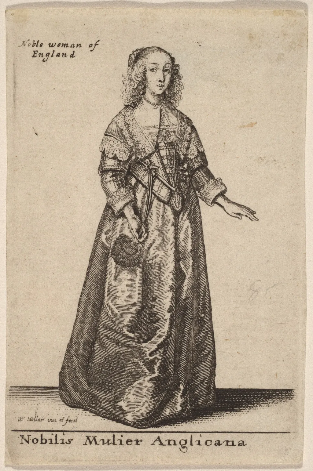 Nobilis Mulier Anglicana, by Wenceslaus Hollar, ink, 1643