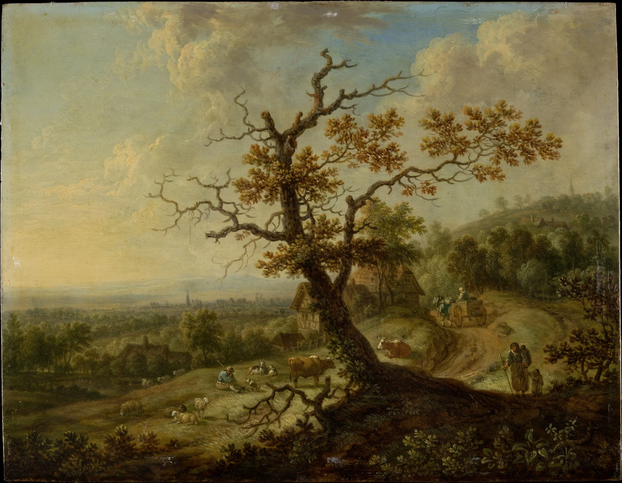 Landscape with Grazing Farm Animals, detail